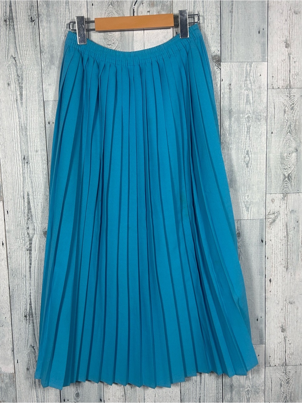 Vintage 80s C&A Turquoise
Accordion Pleated A-Line Midi Skirt Small Grandmacore